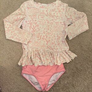 Rufflebutts Pink Long Sleeve Swim Set